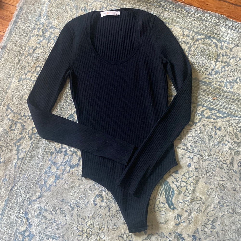 Tory Burch Black Rib Knit Bodysuit